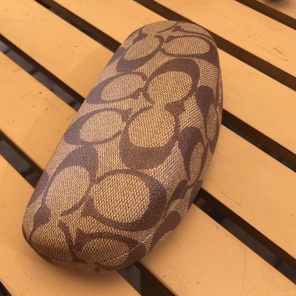 Coach Signature Tan Brown Lined Glasses Case, excellent condition. - Picture 2 of 2